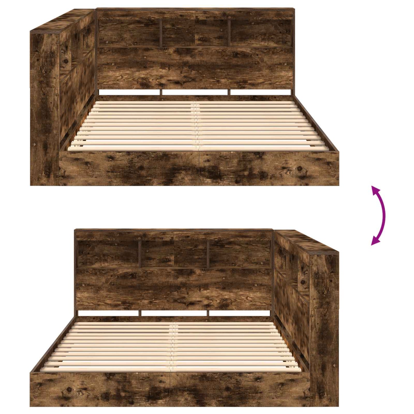 Bookcase Bed Smoked oak 140 x 200 cm Engineered wood