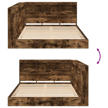 Bookcase Bed Smoked oak 140 x 200 cm Engineered wood