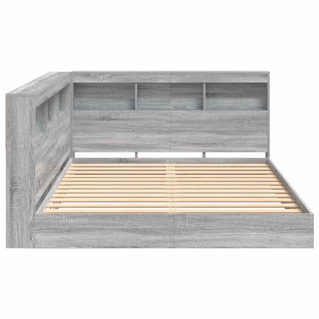 Bookcase Bed Grey sonoma 160 x 200 cm Engineered wood