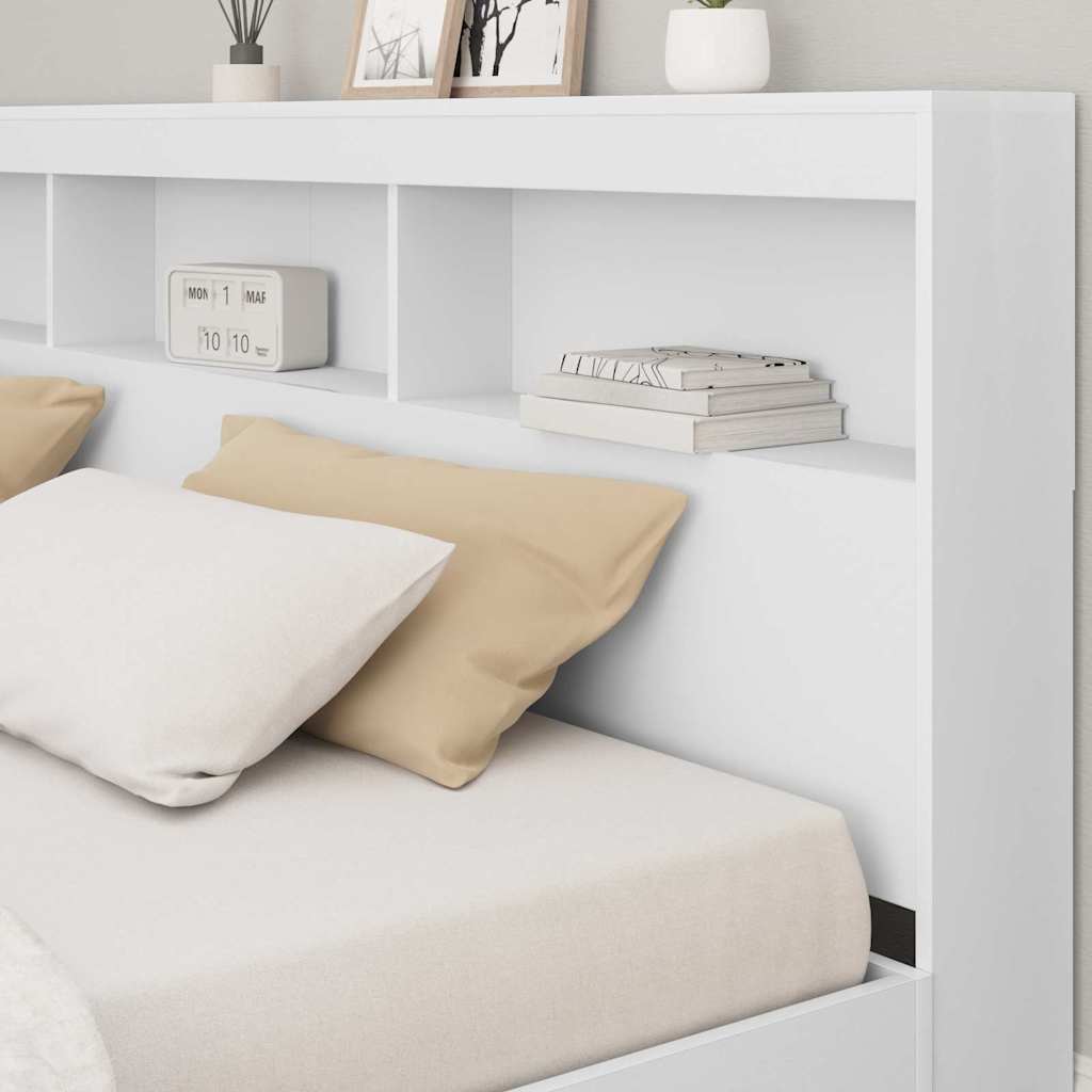 Bookcase Bed with Headboard White 180 x 200 cm Engineered wood