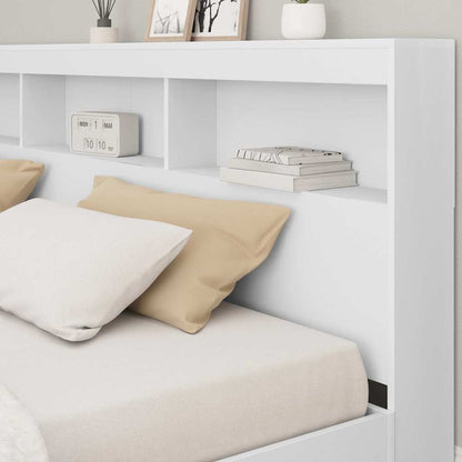Bookcase Bed with Headboard White 180 x 200 cm Engineered wood