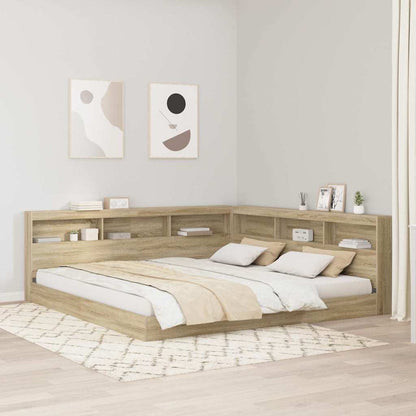 Bookcase Bed with Shelf Sonoma oak 180 x 200 cm Engineered wood