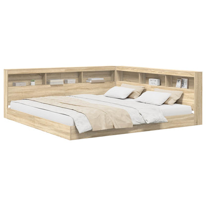 Bookcase Bed with Shelf Sonoma oak 180 x 200 cm Engineered wood