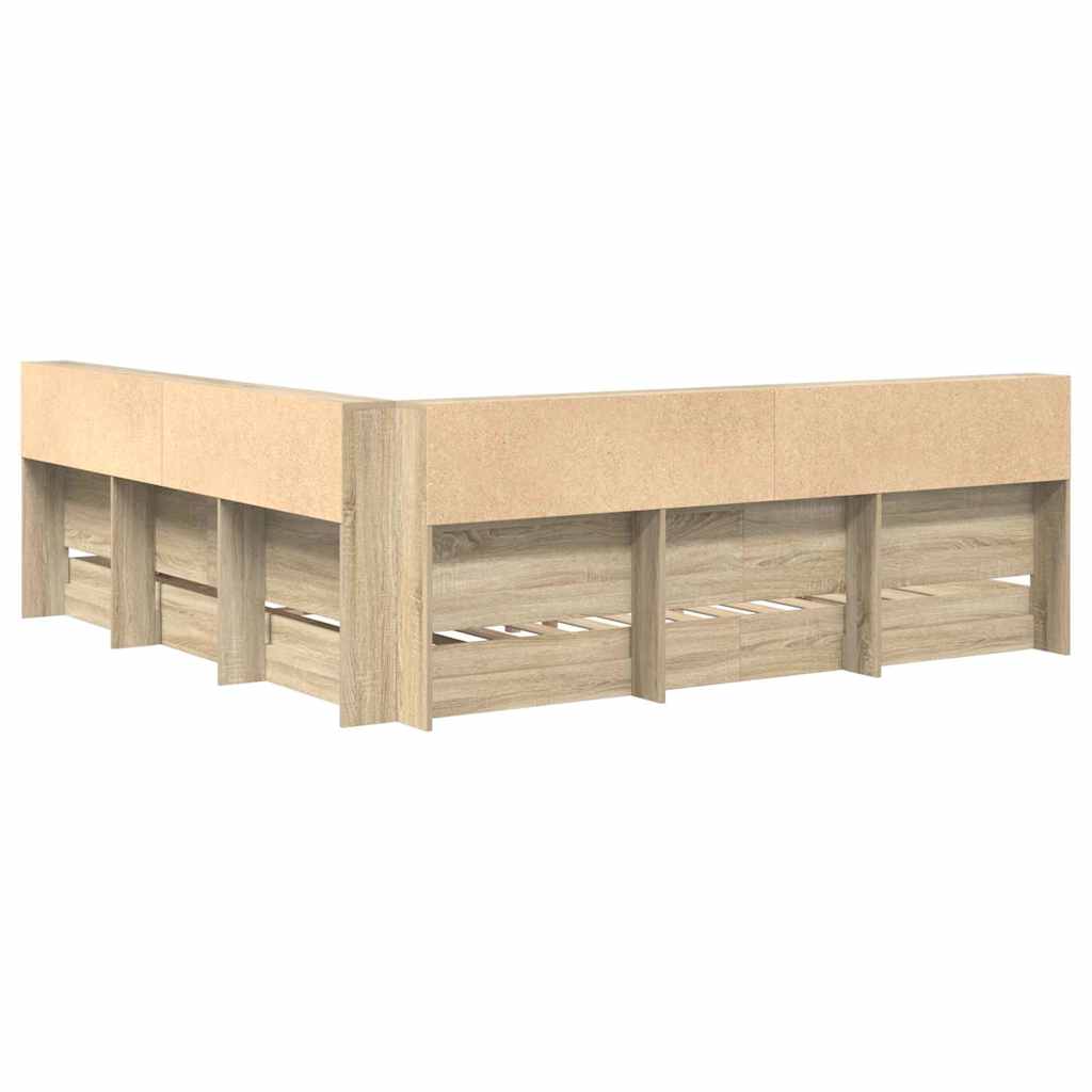 Bookcase Bed with Shelf Sonoma oak 180 x 200 cm Engineered wood