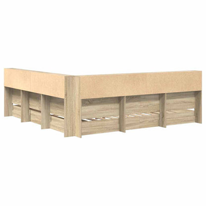 Bookcase Bed with Shelf Sonoma oak 180 x 200 cm Engineered wood