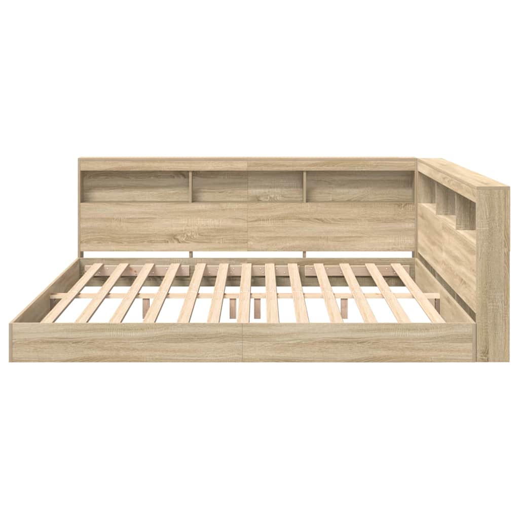 Bookcase Bed with Shelf Sonoma oak 180 x 200 cm Engineered wood