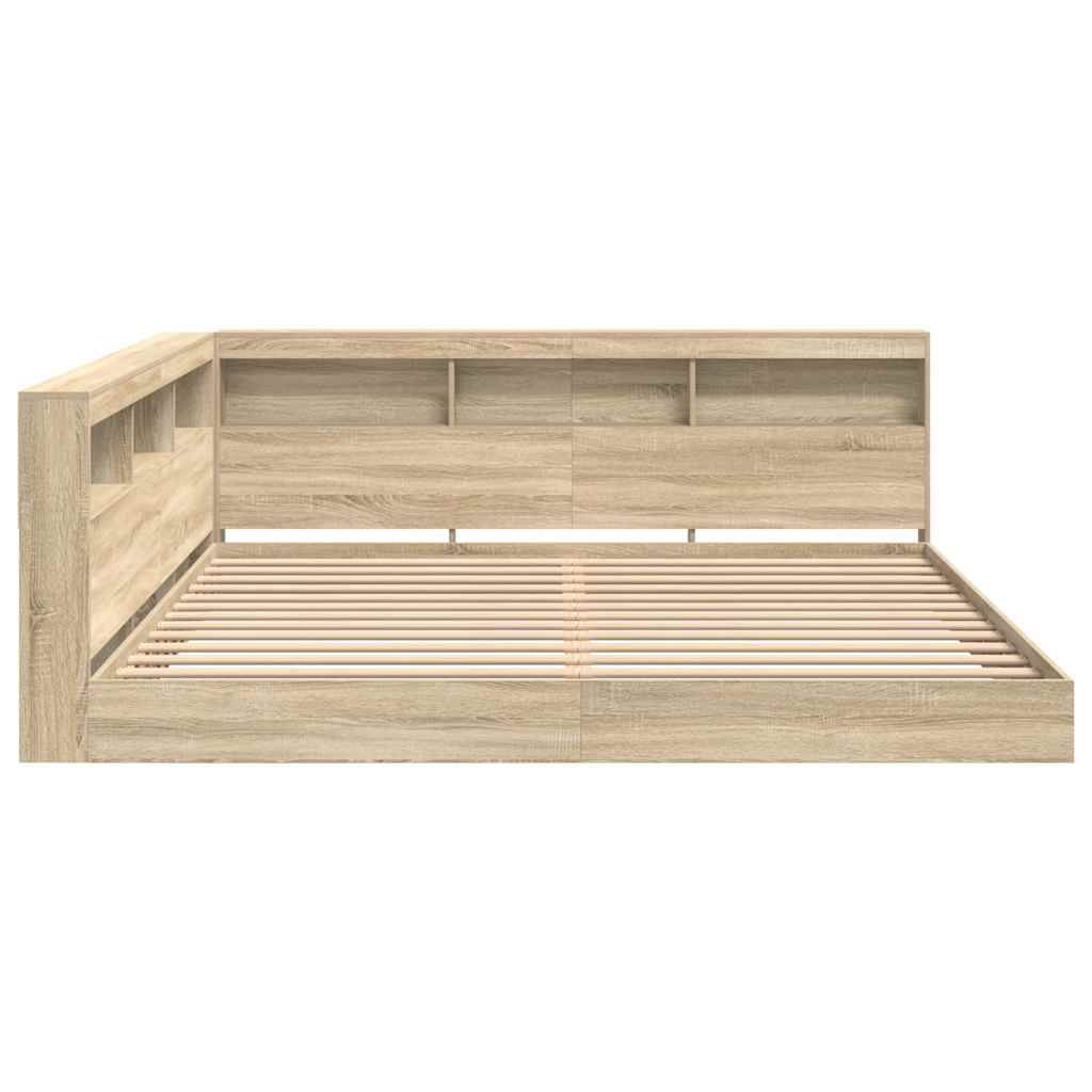 Bookcase Bed with Shelf Sonoma oak 180 x 200 cm Engineered wood