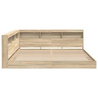 Bookcase Bed with Shelf Sonoma oak 180 x 200 cm Engineered wood