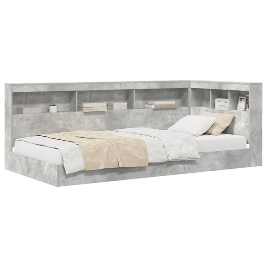 Bookcase Bed Concrete Grey 75 x 190 cm Engineered Wood