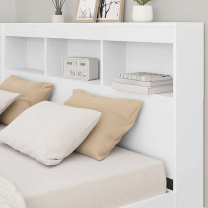 Bookcase Bed with Headboard White 135 x 190 cm Engineered wood