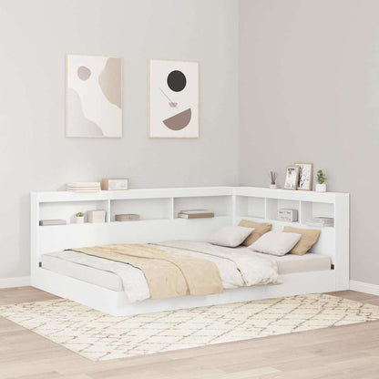 Bookcase Bed with Headboard White 135 x 190 cm Engineered wood