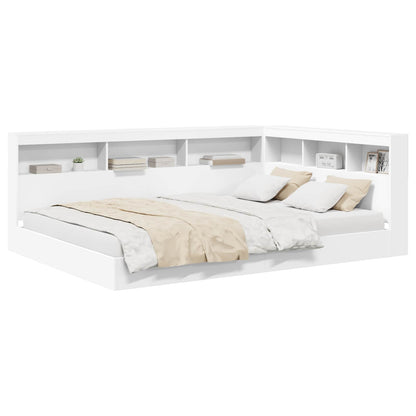 Bookcase Bed with Headboard White 135 x 190 cm Engineered wood