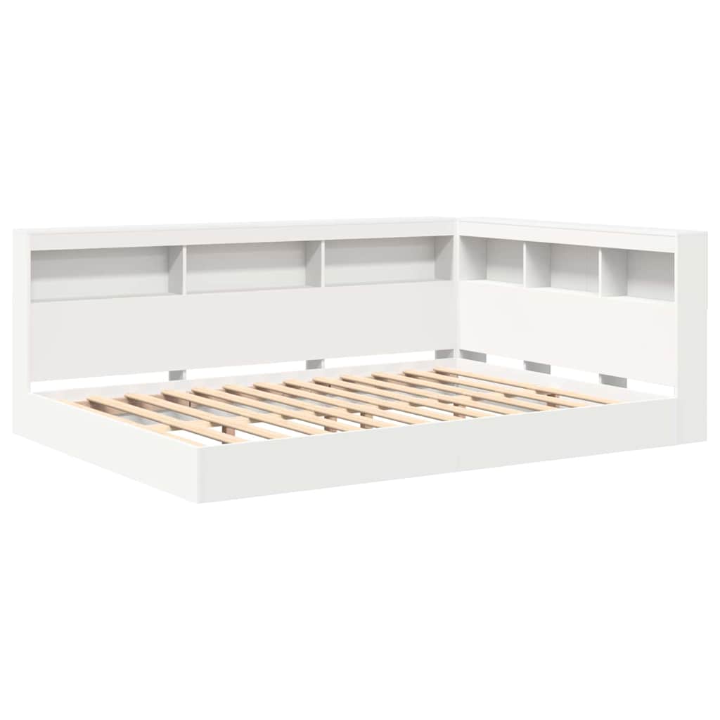 Bookcase Bed with Headboard White 135 x 190 cm Engineered wood