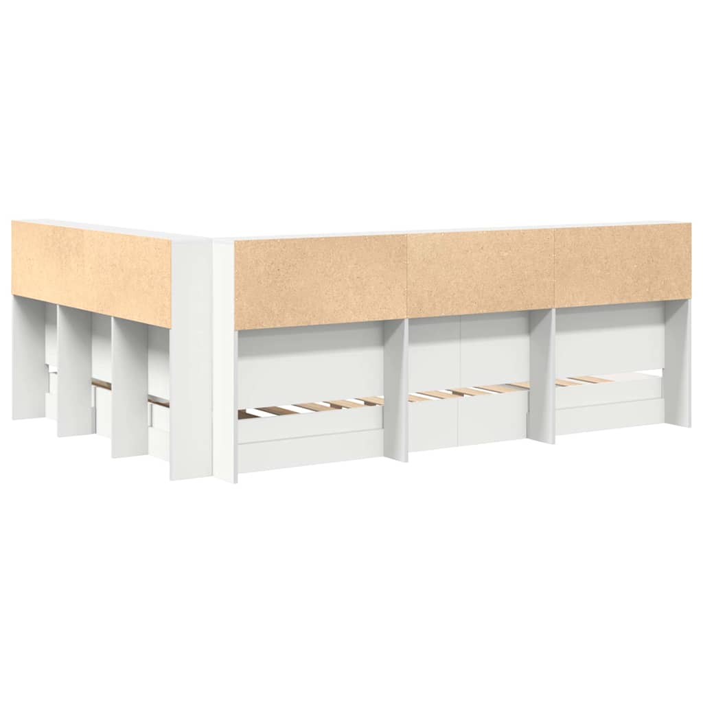 Bookcase Bed with Headboard White 135 x 190 cm Engineered wood