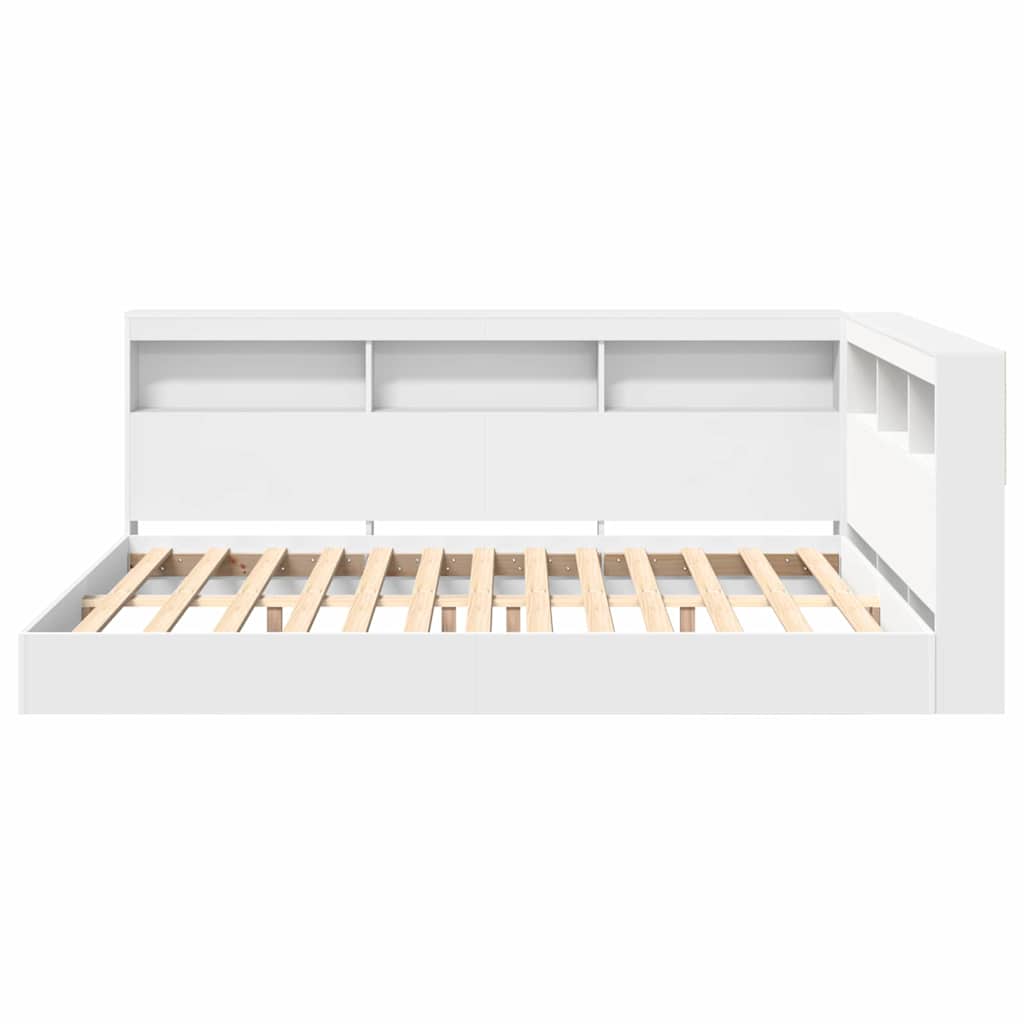 Bookcase Bed with Headboard White 135 x 190 cm Engineered wood