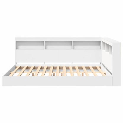 Bookcase Bed with Headboard White 135 x 190 cm Engineered wood