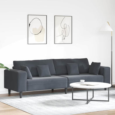 Velvet Sofa with Cushion with Pillow Dark Grey Velvet