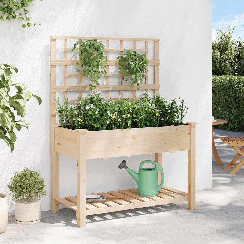 Garden Planter Beige 115 x 60.5 x 153 cm Solid Fir Wood