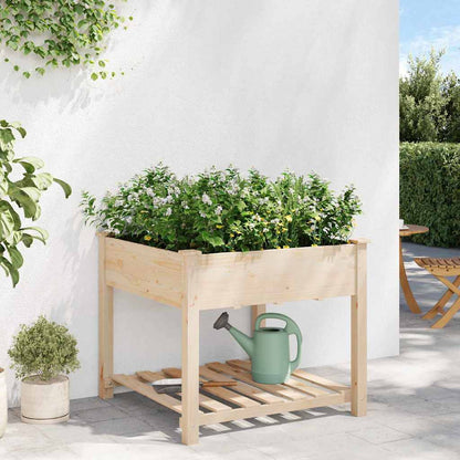 Garden Planter Beige 90 x 90 x 76.5 cm Solid Fir Wood