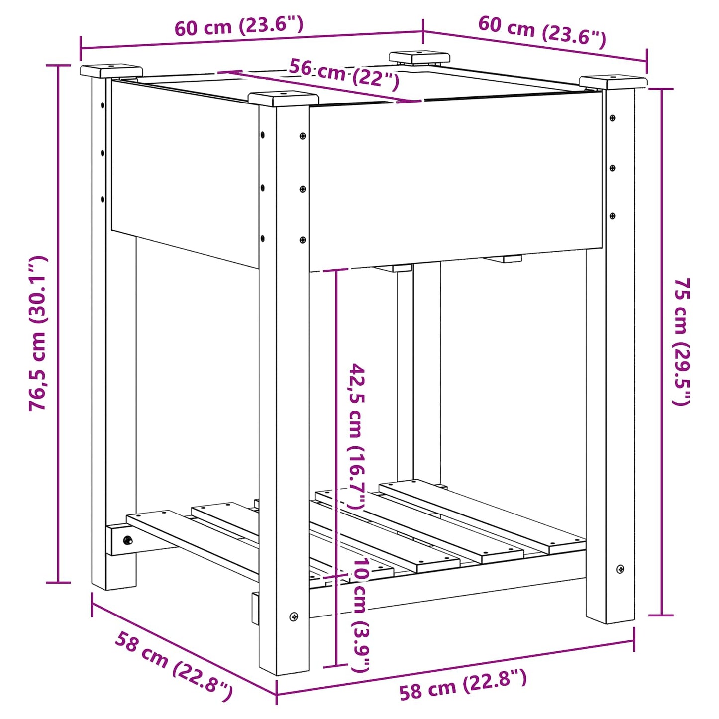 Garden Planter Beige 90 x 90 x 76.5 cm Solid Fir Wood