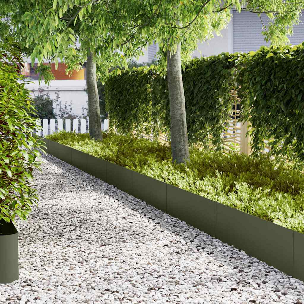 Lawn Edging 50 pcs Olive Green 100 x 0.05 x 30 cm