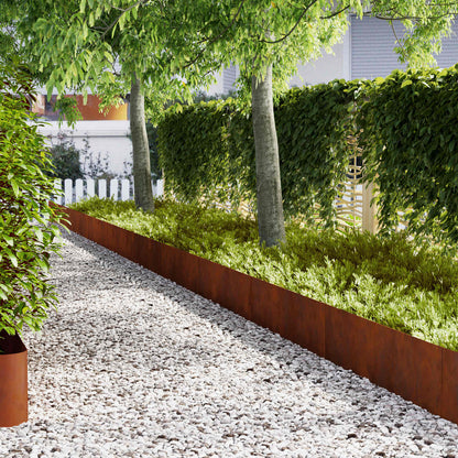 Lawn Edging 50 pcs 100 x 0.05 x 30 cm Weathering Steel Rusty