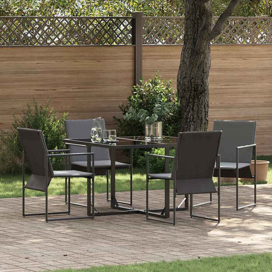 Garden Dining Set 5 pcs Black Steel