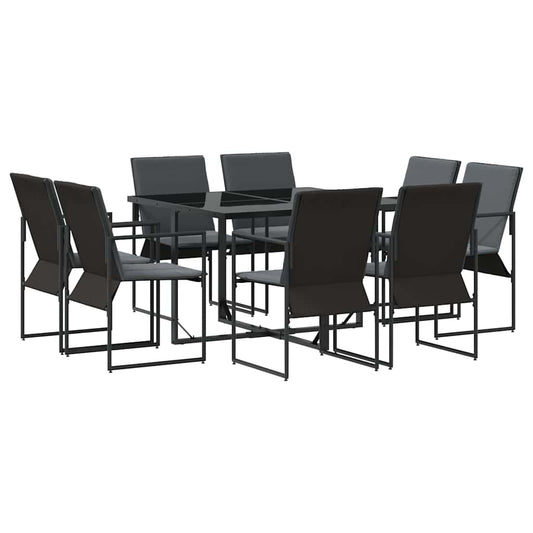 Garden Dining Set 9 pcs Black Steel