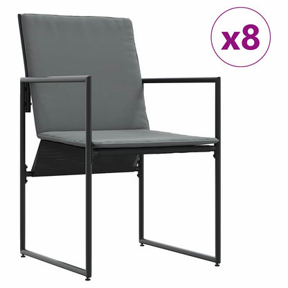 Garden Dining Set 9 pcs Black Steel