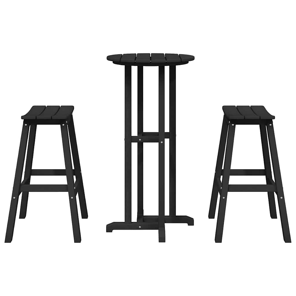 Garden Bar Set 3 pcs Black HDPE