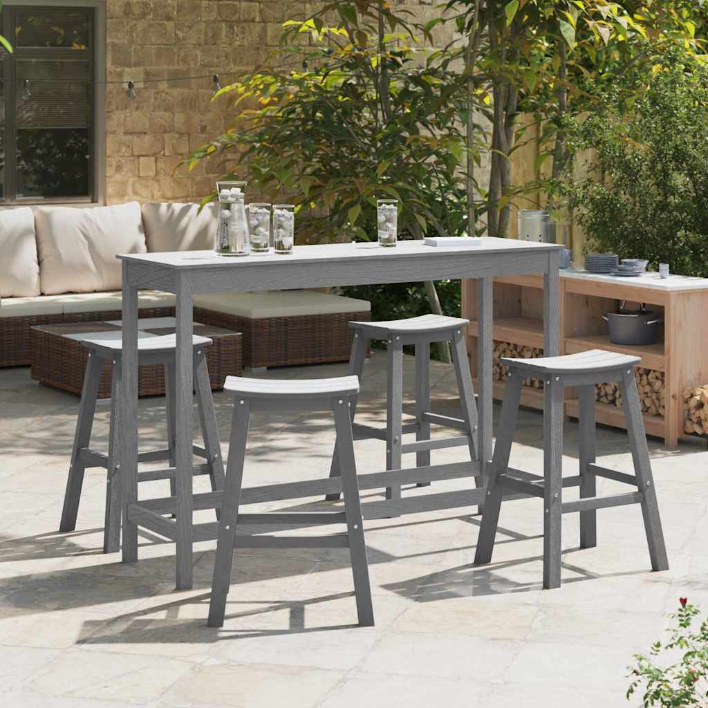 Garden Bar Set 4 pcs Light Grey HDPE