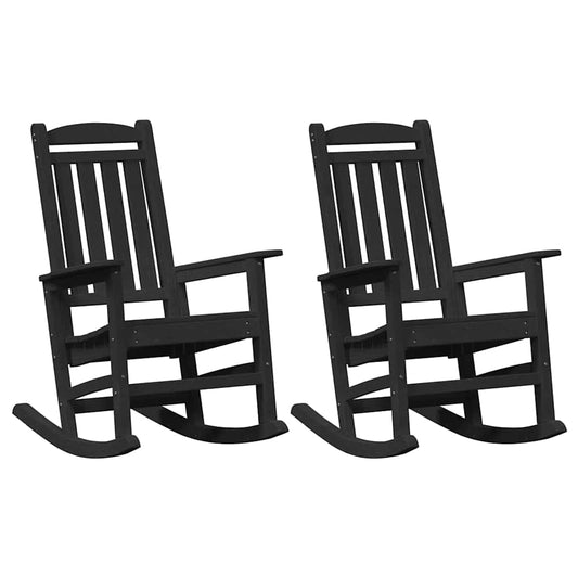 Rocking Chair 2 pcs Black Polyethylene