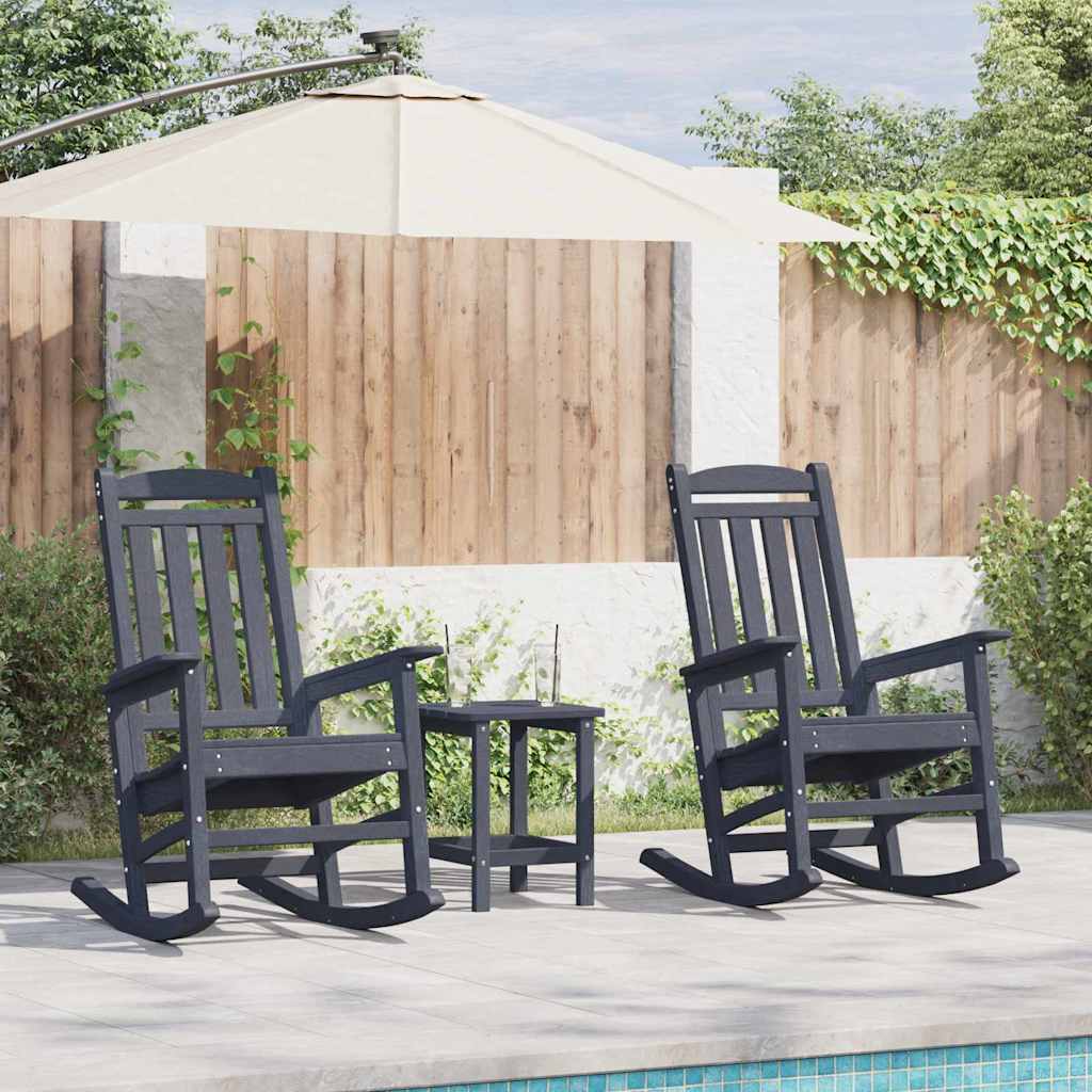 Rocking Chair 3 pcs Navy Polyethylene