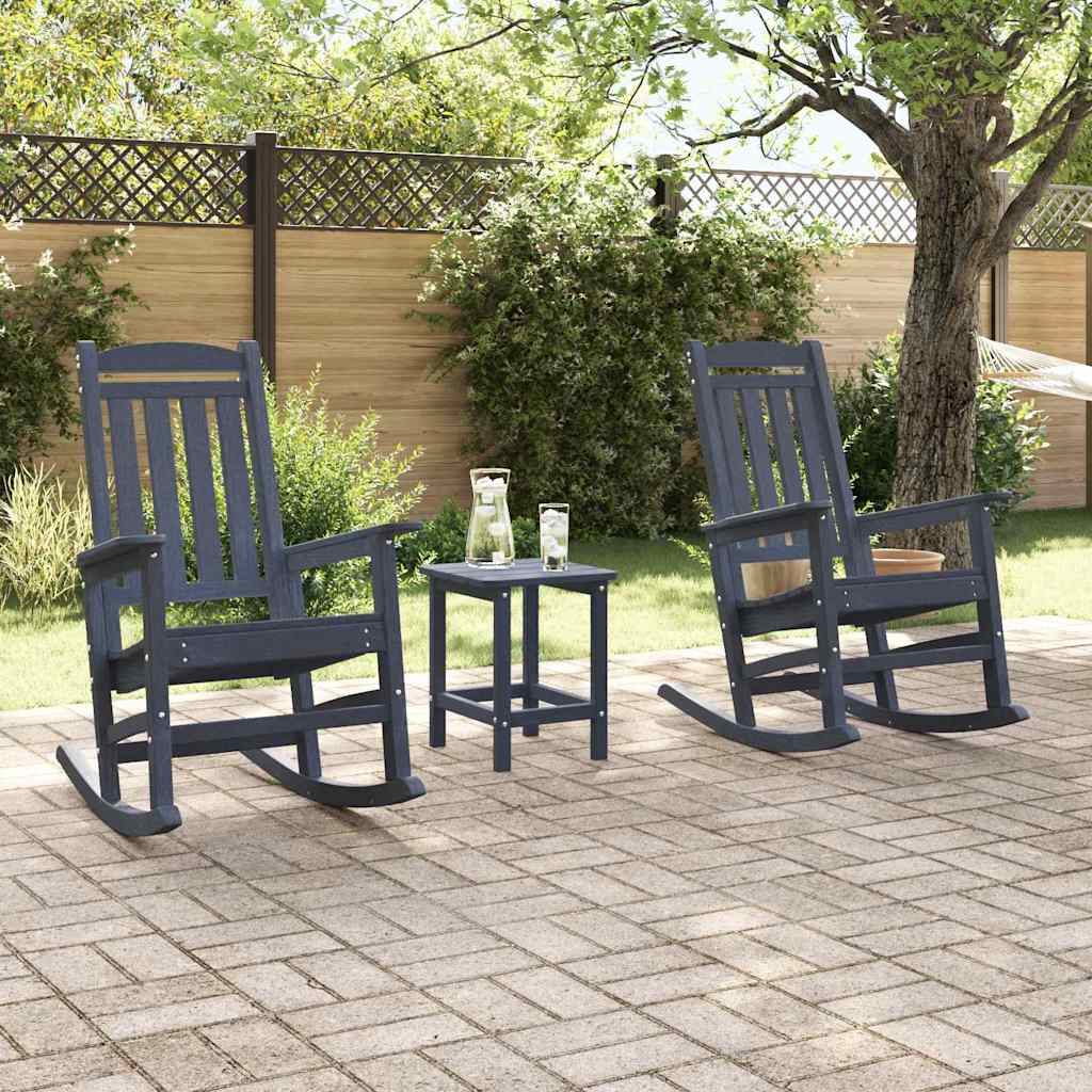 Rocking Chair 3 pcs Navy Polyethylene