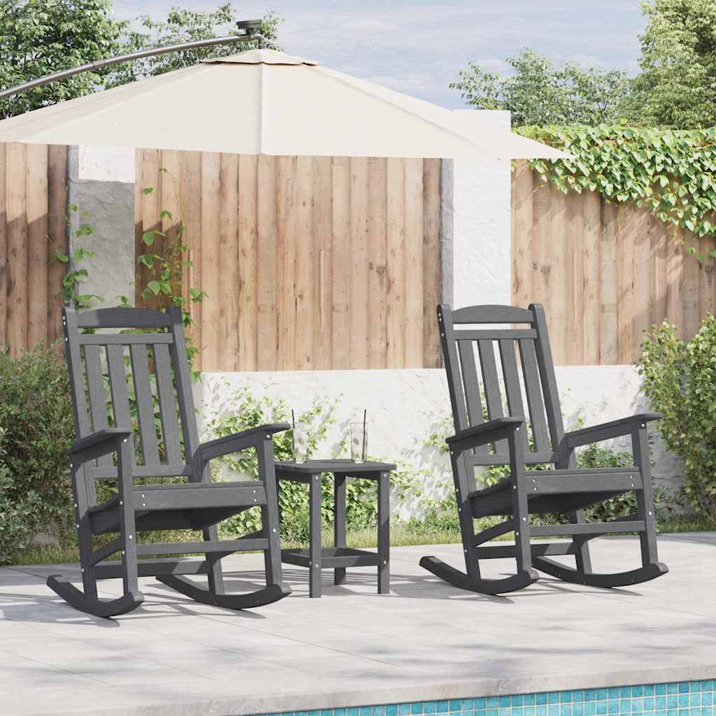 Rocking Chair 3 pcs Light Grey Polyethylene