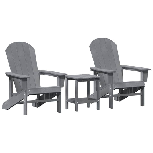Garden Chair 3 pcs Light Grey Polyethylene