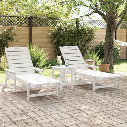 Sun Lounger 2 pcs White 195.5 x 53 x 98.5 cm Polyethylene