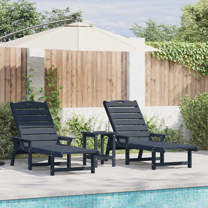 Sun Lounger 2 pcs Navy 195.5 x 53 x 98.5 cm Polyethylene