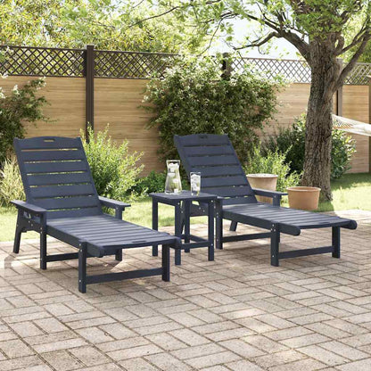 Sun Lounger Reclining 3 pcs Navy Polyethylene