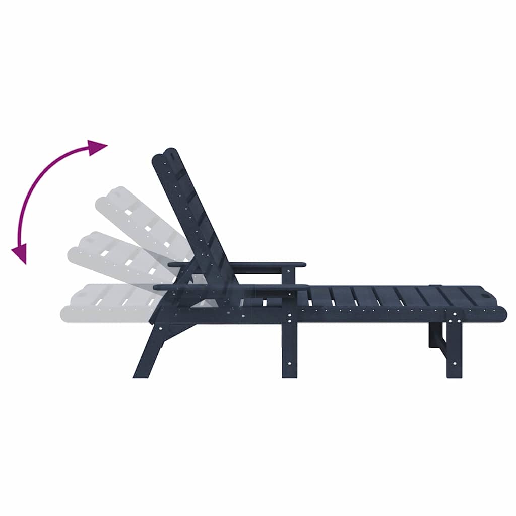 Sun Lounger Reclining 3 pcs Navy Polyethylene