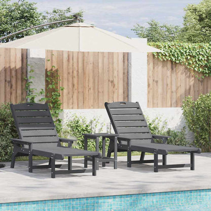 Sun Lounger Reclining 3 pcs Light Grey Polyethylene