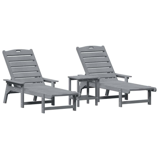 Sun Lounger 3 pcs Polyethylene Light Grey