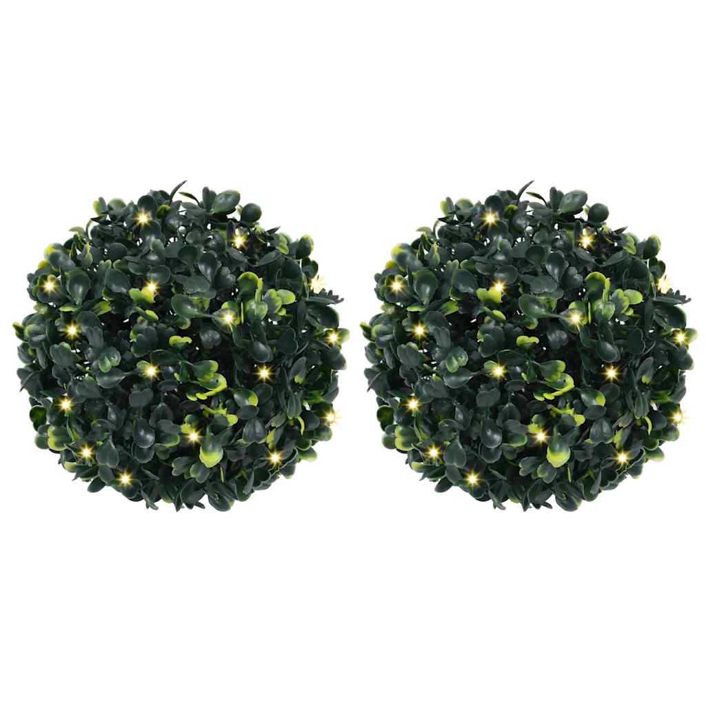 Artificial Boxwood Balls with LED Lights 2 pcs Green 22 cm