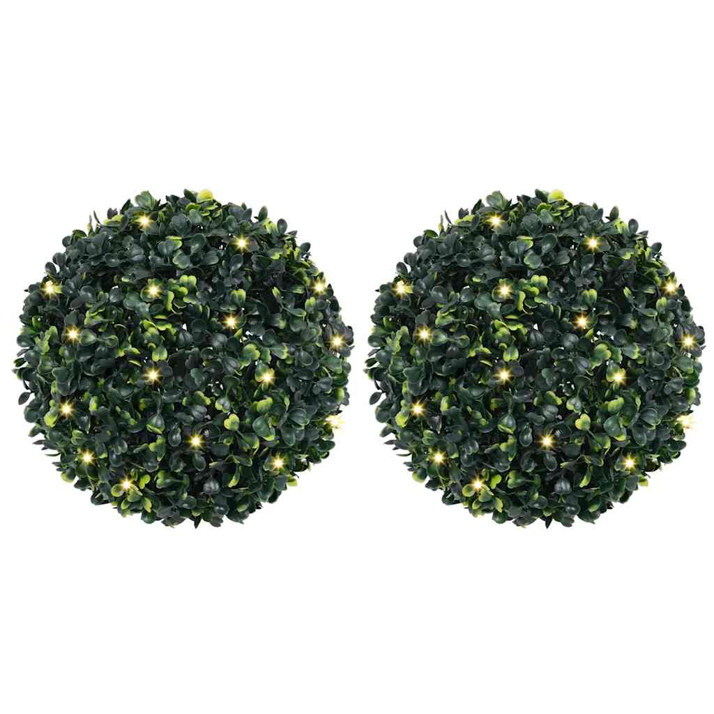 Artificial Boxwood Balls with LED Lights 2 pcs Green 45 cm