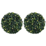 Artificial Boxwood Balls with LED Lights 2 pcs Green 45 cm