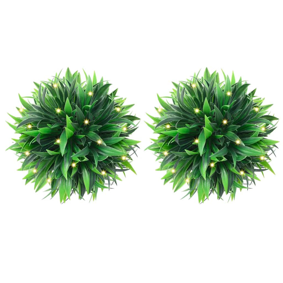 Artificial Boxwood Balls with LED Lights 2 pcs Green 30 cm