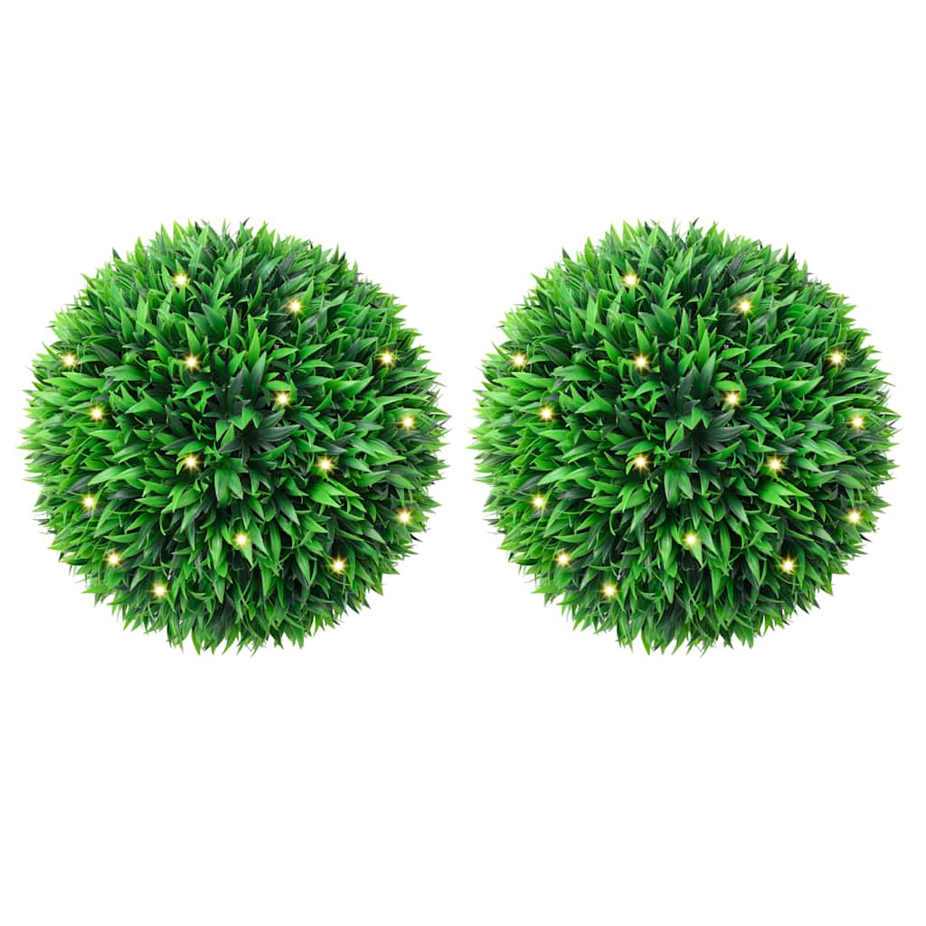 Artificial Boxwood Balls with LED Lights 2 pcs Green 38 cm