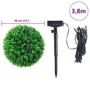 Artificial Boxwood Balls with LED Lights 2 pcs Green 38 cm