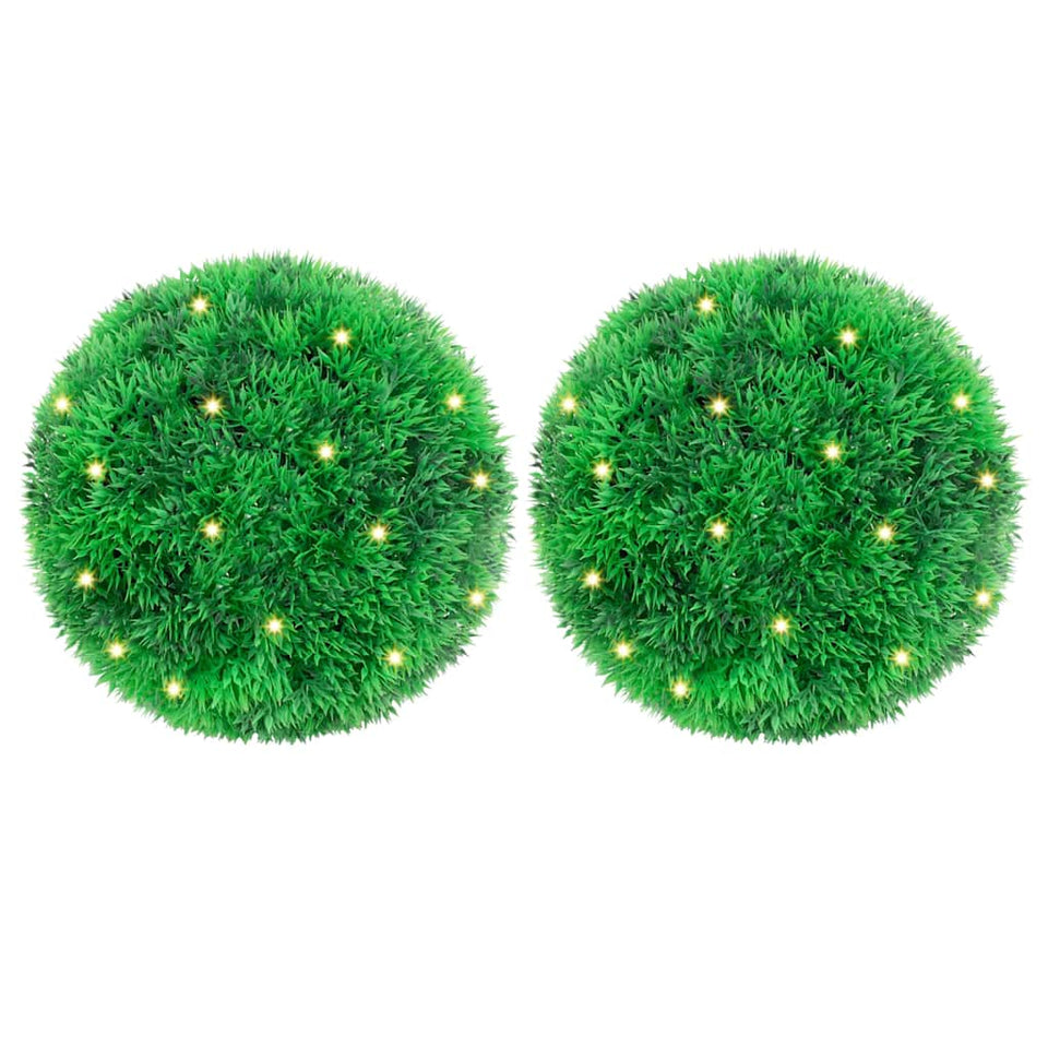 Artificial Boxwood Balls with LED Lights 2 pcs Green 22 cm