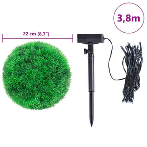 Artificial Boxwood Balls with LED Lights 2 pcs Green 22 cm